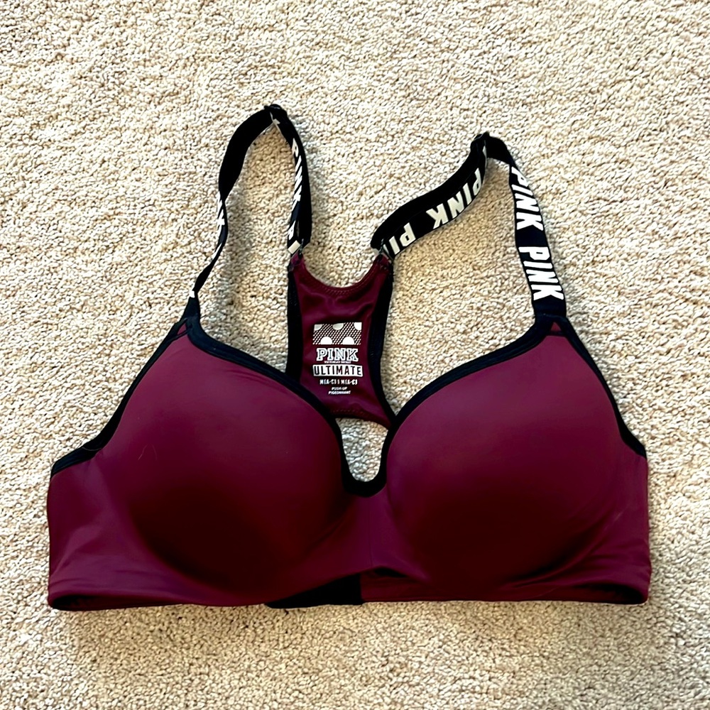 Pink push up sports bra